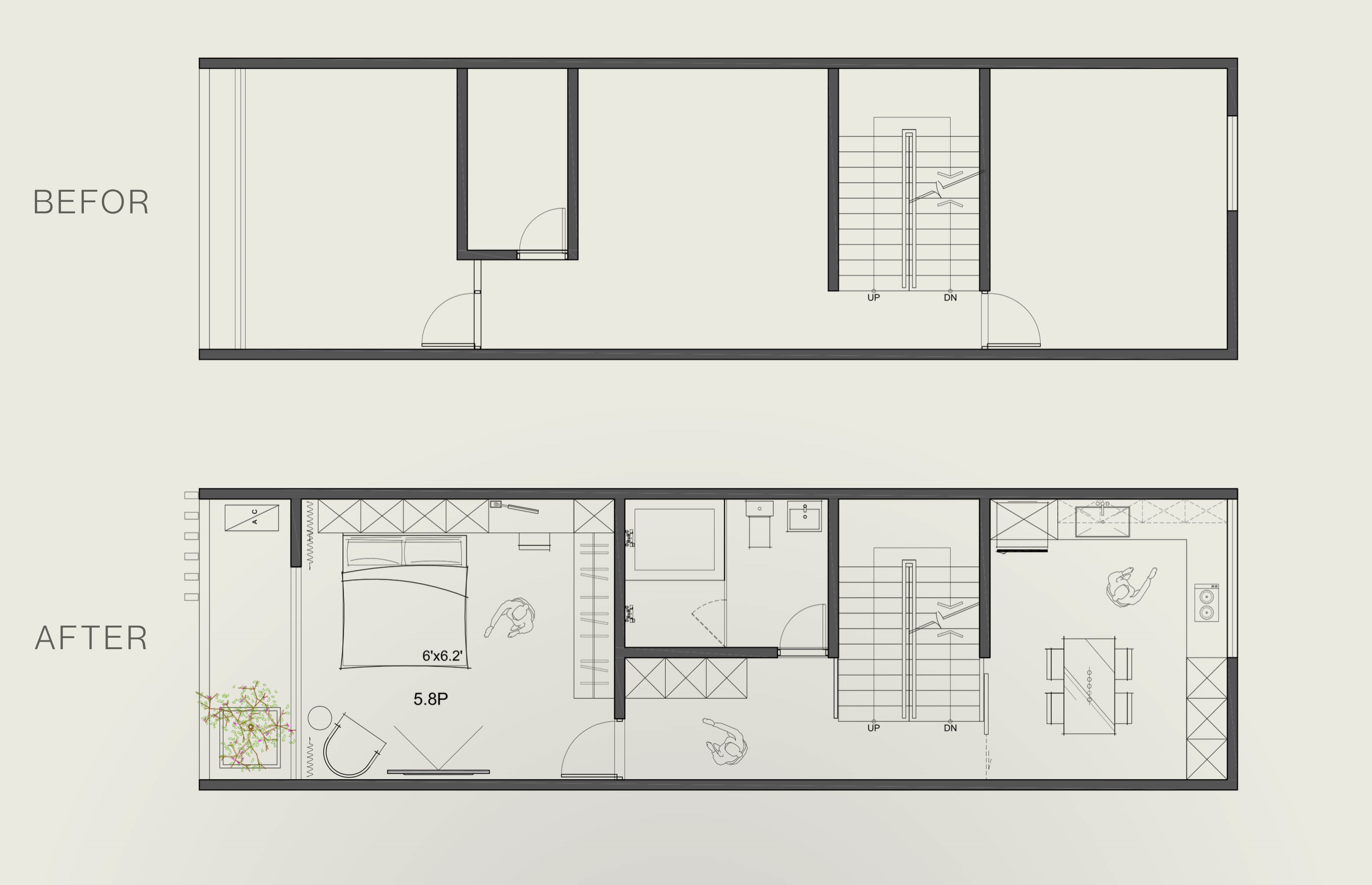 蘊山宅語二樓平面配置圖 改造前後對比