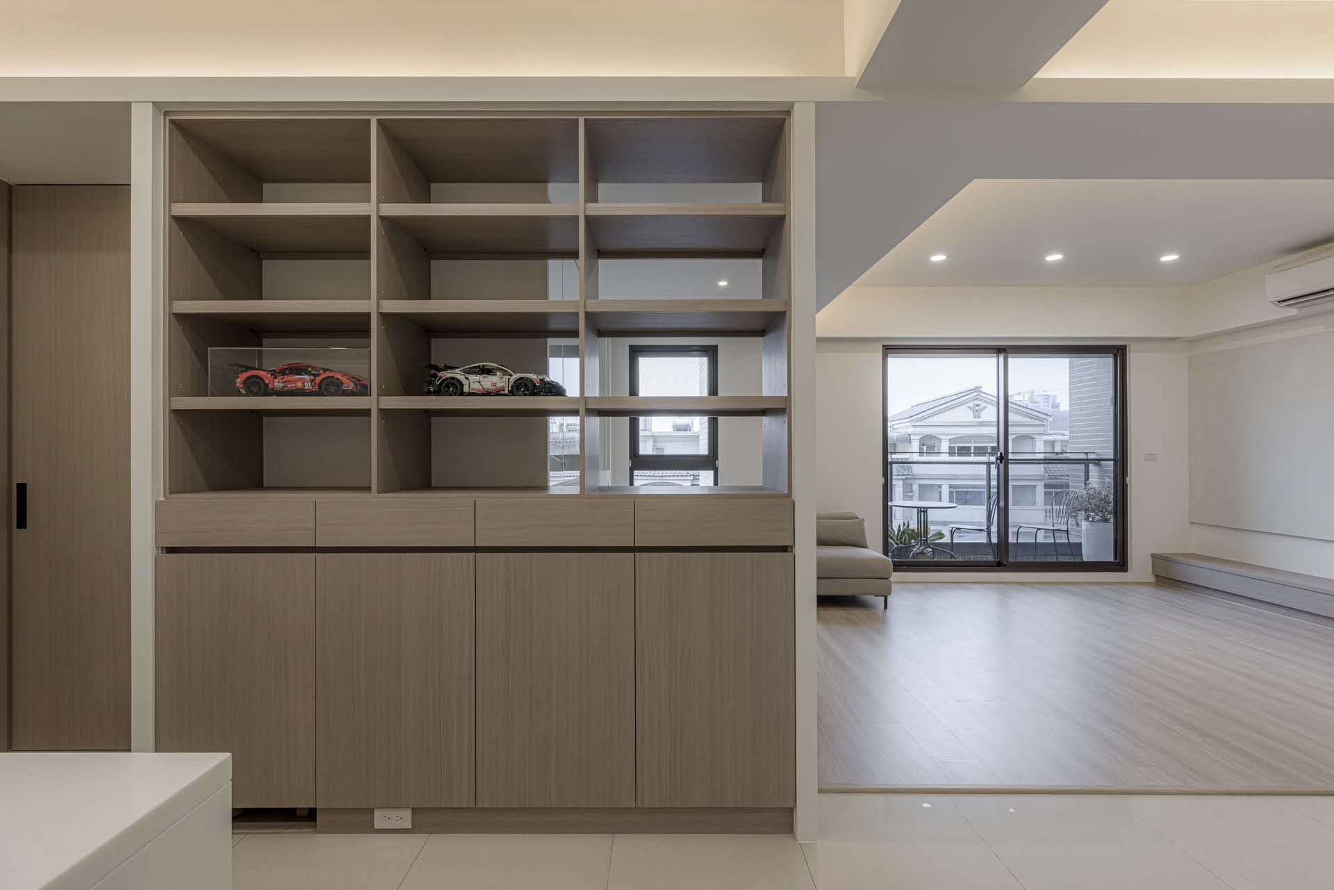 暮光層影收納牆木作細節